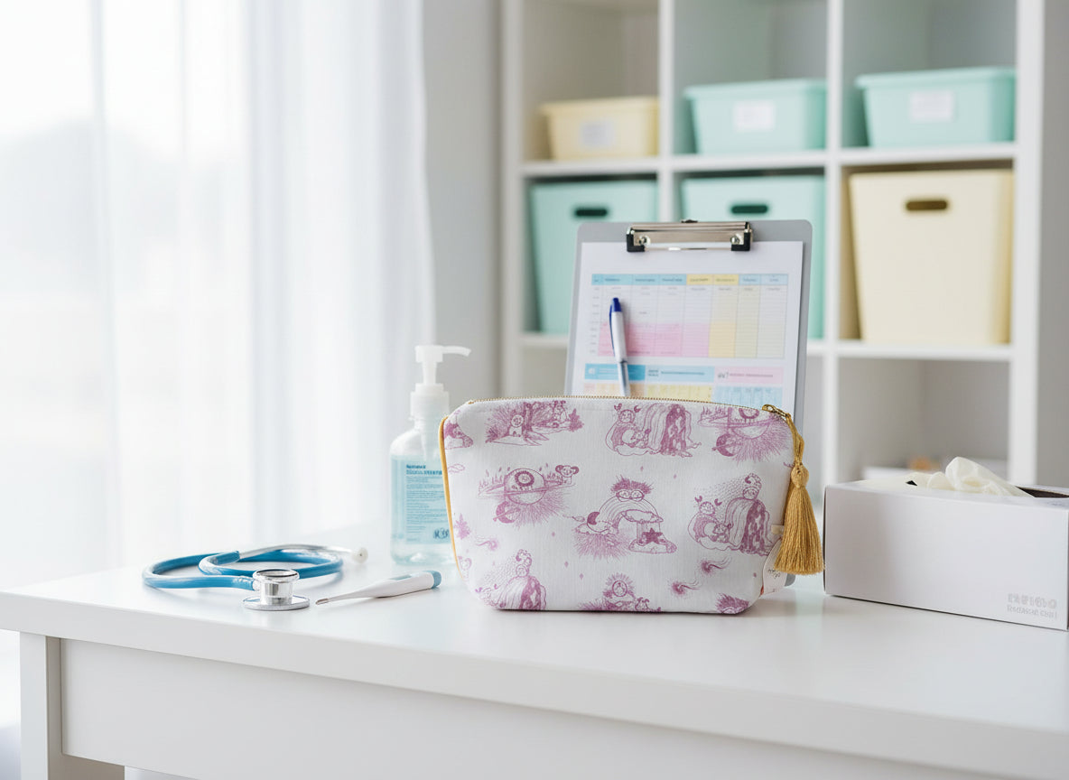 La trousse de toilette Toile de Jouy Bleue ou Rose