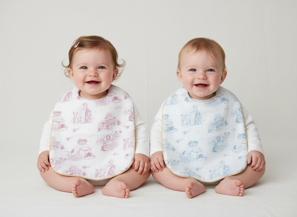 Le bavoir Toile de Jouy Bleue ou Rose