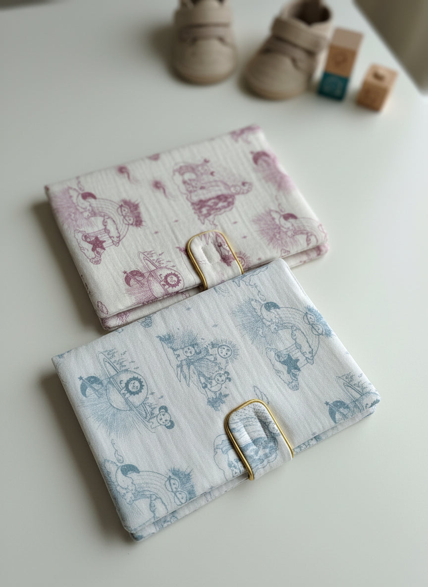 Le protège carnet de santé Toile de Jouy Bleue ou Rose