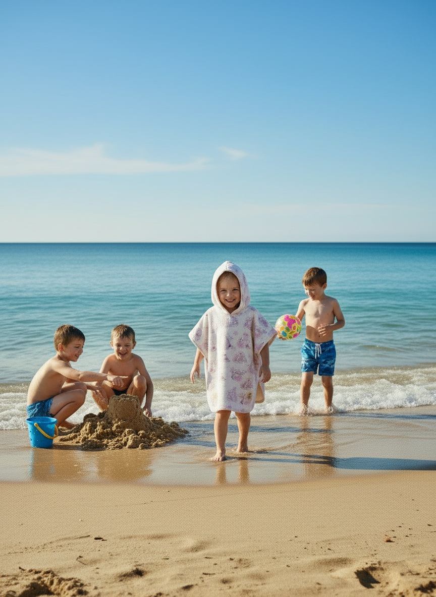 Le poncho de bain Toile de Jouy Bleue ou Rose